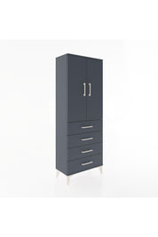 Arges Dolap 3 Raflı 4 Çekmeceli 2 Kapaklı 60x30x163 Antrasit-Antrasit