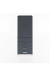 Arges Dolap 3 Raflı 4 Çekmeceli 2 Kapaklı 60x30x163 Antrasit-Antrasit