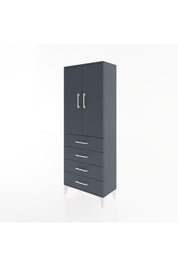 Arges Dolap 3 Raflı 4 Çekmeceli 2 Kapaklı 60x30x163 Antrasit-Antrasit