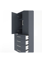 Arges Dolap 3 Raflı 4 Çekmeceli 2 Kapaklı 60x30x163 Antrasit-Antrasit
