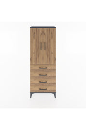 Arges Dolap 3 Raflı 4 Çekmeceli 2 Kapaklı 60x30x163 Antrasit-Çam