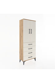 Arges Dolap 3 Raflı 4 Çekmeceli 2 Kapaklı 60x30x163 Çam-Aytaşı