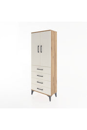 Arges Dolap 3 Raflı 4 Çekmeceli 2 Kapaklı 60x30x163 Çam-Aytaşı