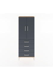Arges Dolap 3 Raflı 4 Çekmeceli 2 Kapaklı 60x30x163 Çam-Antrasit