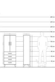 Arges Dolap 3 Raflı 4 Çekmeceli 2 Kapaklı 60x30x163 Çam-Antrasit