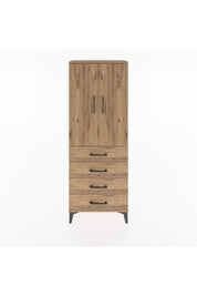 Arges Dolap 3 Raflı 4 Çekmeceli 2 Kapaklı 60x30x163 Çam-Çam