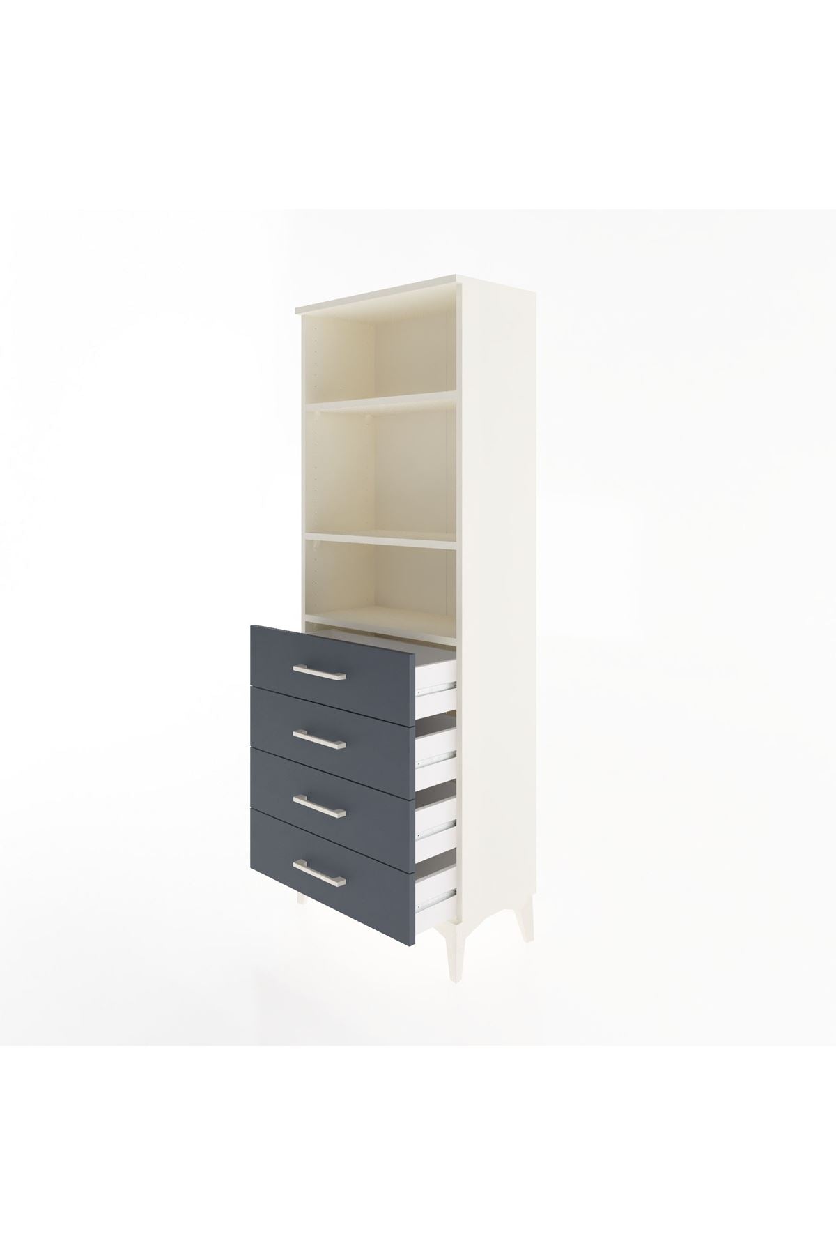 Arges Dolap 2 Raflı 4 Çekmeceli 60x30x163 Aytaşı-Antrasit