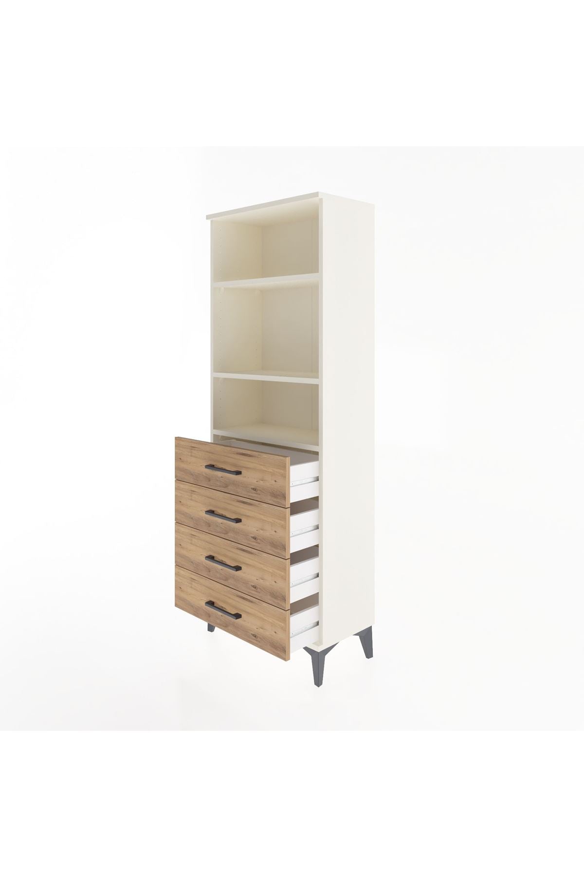 Arges Dolap 2 Raflı 4 Çekmeceli 60x30x163 Aytaşı-Çam