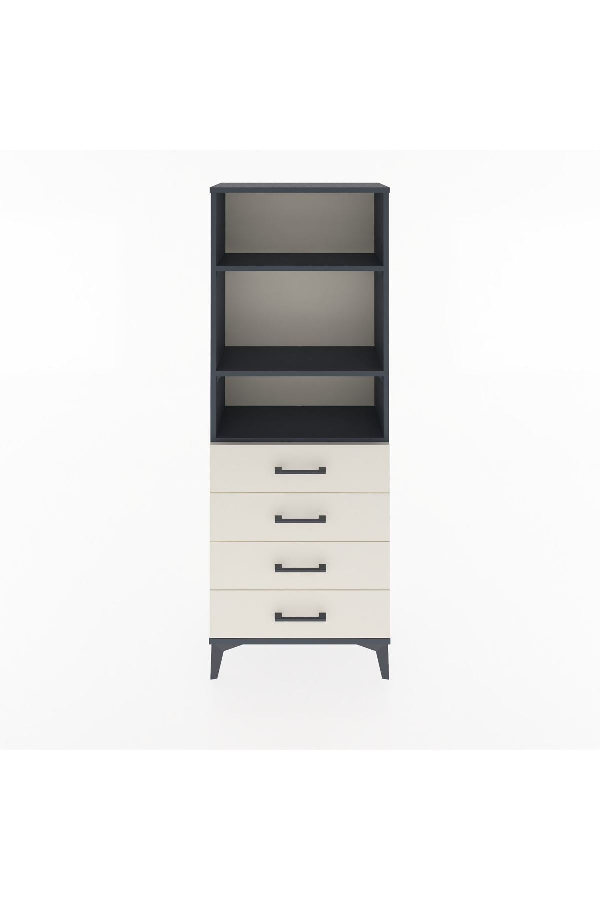Arges Dolap 2 Raflı 4 Çekmeceli 60x30x163 Antrasit-Aytaşı