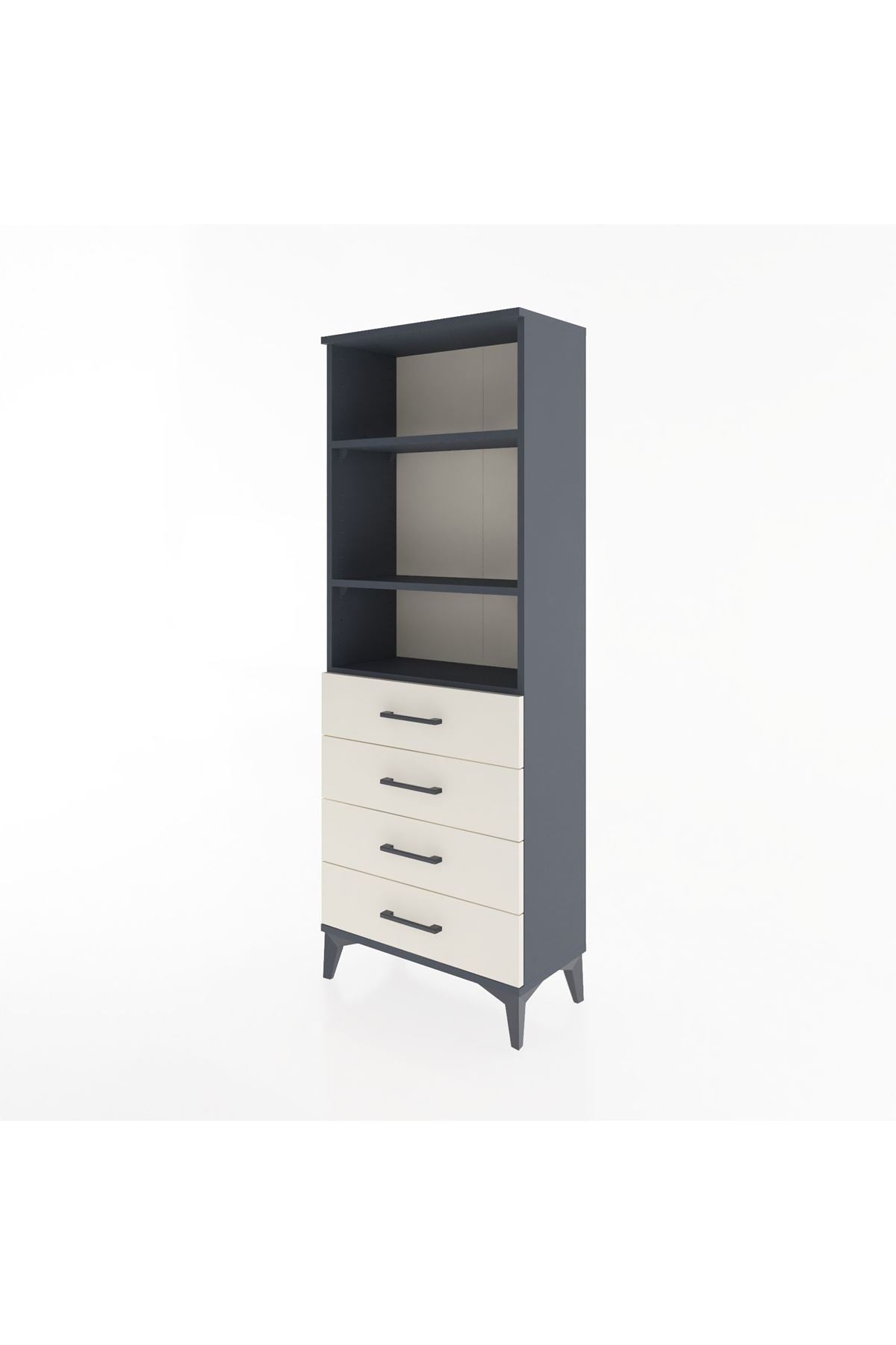 Arges Dolap 2 Raflı 4 Çekmeceli 60x30x163 Antrasit-Aytaşı