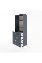 Arges Dolap 2 Raflı 4 Çekmeceli 60x30x163 Antrasit-Antrasit