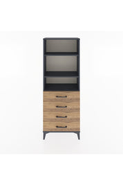 Arges Dolap 2 Raflı 4 Çekmeceli 60x30x163 Antrasit-Çam