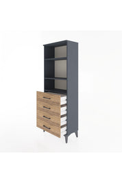 Arges Dolap 2 Raflı 4 Çekmeceli 60x30x163 Antrasit-Çam