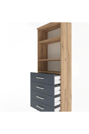 Arges Dolap 2 Raflı 4 Çekmeceli 60x30x163 Çam-Antrasit