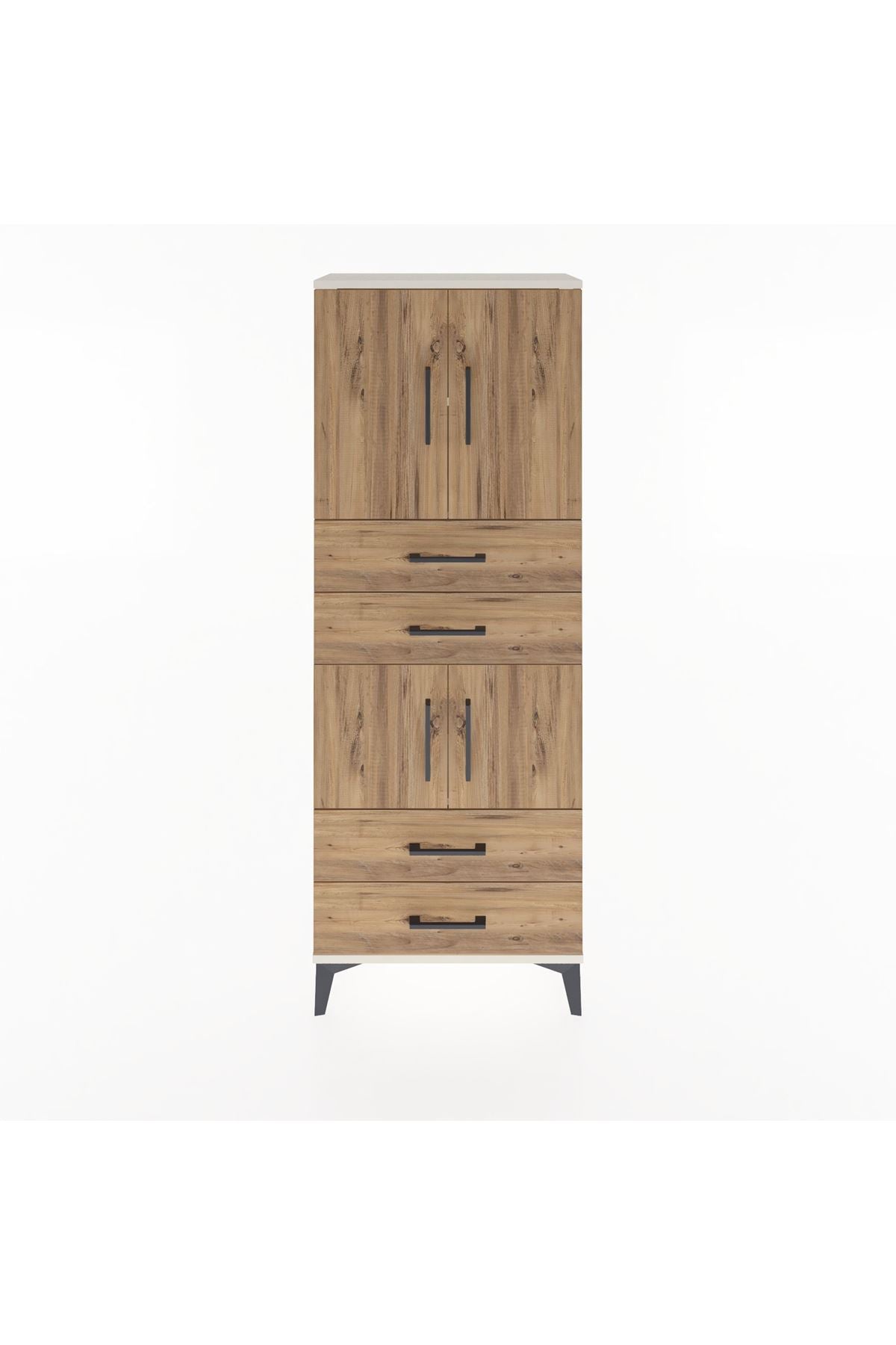 Arges Dolap 3 Raflı 4 Çekmeceli 4 Kapaklı 60x30x163 Aytaşı-Çam