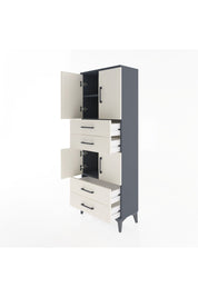 Arges Dolap 3 Raflı 4 Çekmeceli 4 Kapaklı 60x30x163 Antrasit-Aytaşı