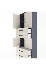 Arges Dolap 3 Raflı 4 Çekmeceli 4 Kapaklı 60x30x163 Antrasit-Aytaşı