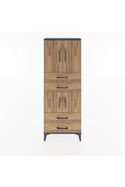 Arges Dolap 3 Raflı 4 Çekmeceli 4 Kapaklı 60x30x163 Antrasit-Çam