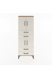 Arges Dolap 3 Raflı 4 Çekmeceli 4 Kapaklı 60x30x163 Çam-Aytaşı