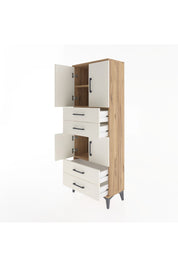 Arges Dolap 3 Raflı 4 Çekmeceli 4 Kapaklı 60x30x163 Çam-Aytaşı