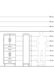 Arges Dolap 3 Raflı 4 Çekmeceli 4 Kapaklı 60x30x163 Çam-Aytaşı