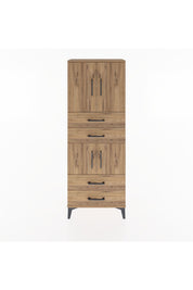 Arges Dolap 3 Raflı 4 Çekmeceli 4 Kapaklı 60x30x163 Çam-Çam