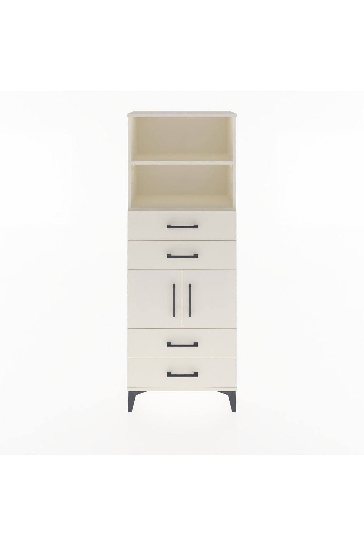 Arges Dolap 3 Raflı 4 Çekmeceli 2 Kapaklı 60x30x163 Aytaşı-Aytaşı
