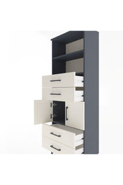 Arges Dolap 3 Raflı 4 Çekmeceli 2 Kapaklı 60x30x163 Antrasit-Aytaşı