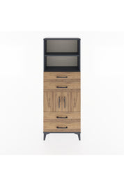 Arges Dolap 3 Raflı 4 Çekmeceli 2 Kapaklı 60x30x163 Antrasit-Çam