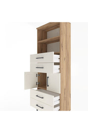 Arges Dolap 3 Raflı 4 Çekmeceli 2 Kapaklı 60x30x163 Çam-Aytaşı