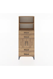 Arges Dolap 3 Raflı 4 Çekmeceli 2 Kapaklı 60x30x163 Çam-Çam