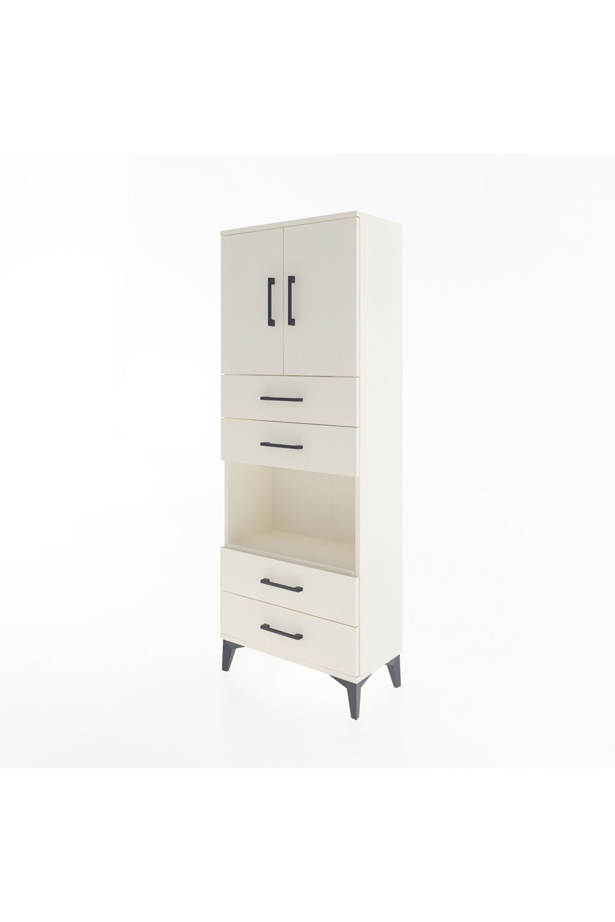 Arges Dolap 3 Raflı 4 Çekmeceli 2 Kapaklı 60x30x163 Aytaşı-Aytaşı