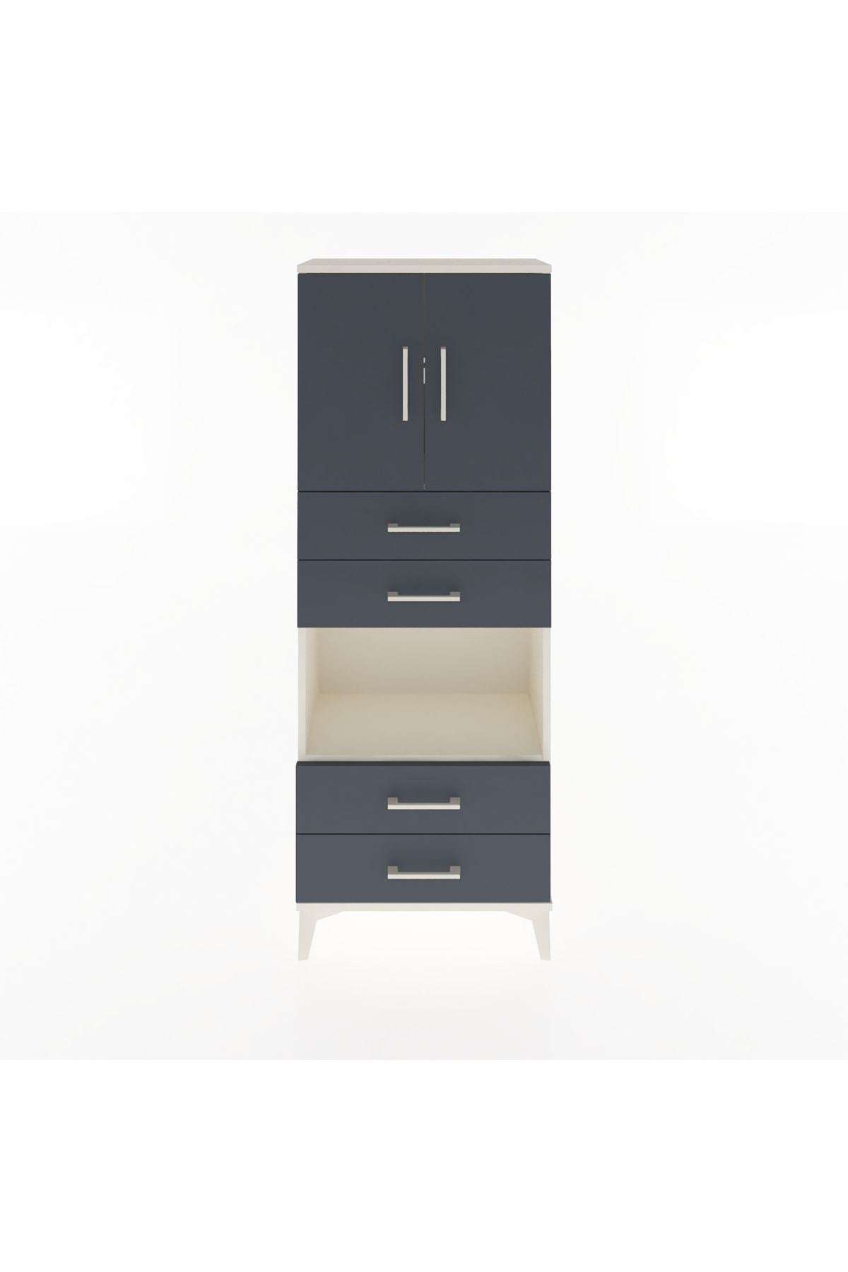 Arges Dolap 3 Raflı 4 Çekmeceli 2 Kapaklı 60x30x163 Aytaşı-Antrasit