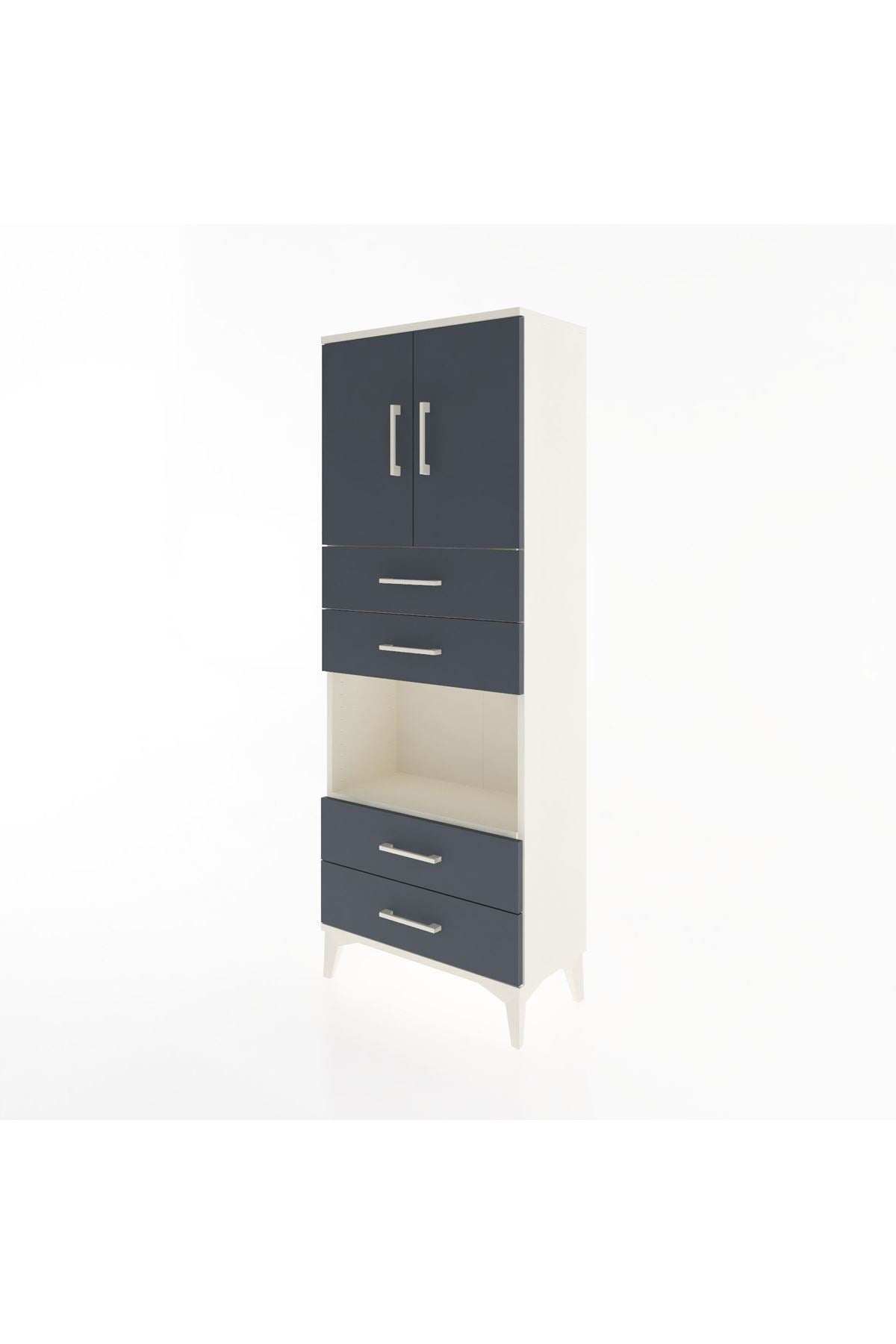 Arges Dolap 3 Raflı 4 Çekmeceli 2 Kapaklı 60x30x163 Aytaşı-Antrasit