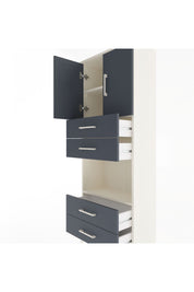 Arges Dolap 3 Raflı 4 Çekmeceli 2 Kapaklı 60x30x163 Aytaşı-Antrasit