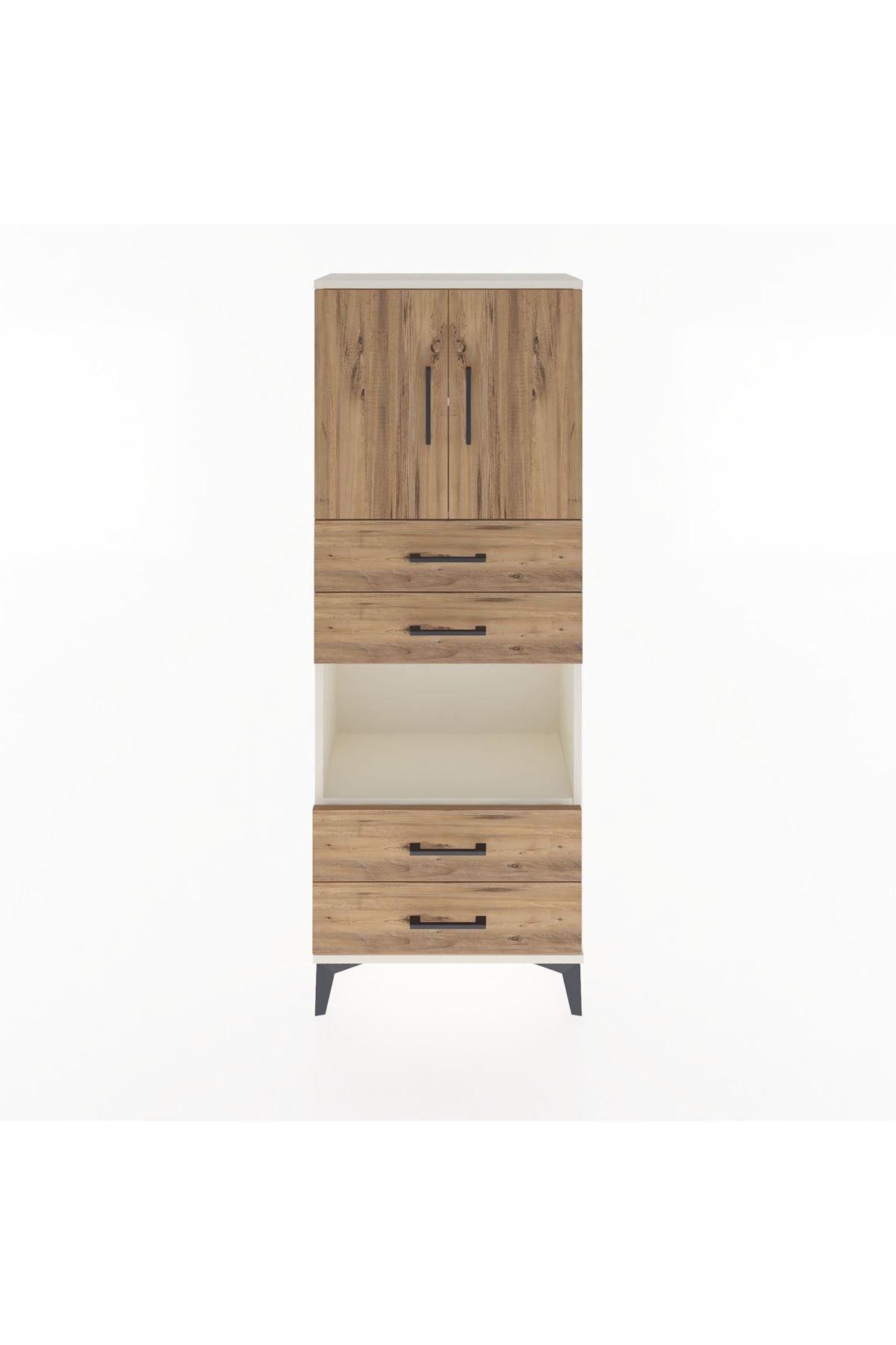 Arges Dolap 3 Raflı 4 Çekmeceli 2 Kapaklı 60x30x163 Aytaşı-Çam