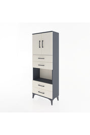 Arges Dolap 3 Raflı 4 Çekmeceli 2 Kapaklı 60x30x163 Antrasit-Aytaşı