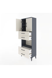 Arges Dolap 3 Raflı 4 Çekmeceli 2 Kapaklı 60x30x163 Antrasit-Aytaşı