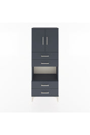 Arges Dolap 3 Raflı 4 Çekmeceli 2 Kapaklı 60x30x163 Antrasit-Antrasit