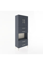 Arges Dolap 3 Raflı 4 Çekmeceli 2 Kapaklı 60x30x163 Antrasit-Antrasit