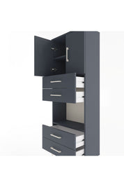 Arges Dolap 3 Raflı 4 Çekmeceli 2 Kapaklı 60x30x163 Antrasit-Antrasit