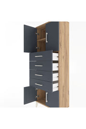 Arges Dolap 2 Raflı 4 Çekmeceli 4 Kapaklı 60x30x163 Çam-Antrasit