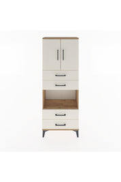 Arges Dolap 3 Raflı 4 Çekmeceli 2 Kapaklı 60x30x163 Çam-Aytaşı