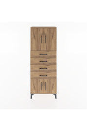 Arges Dolap 2 Raflı 4 Çekmeceli 4 Kapaklı 60x30x163 Çam-Çam