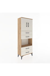 Arges Dolap 3 Raflı 4 Çekmeceli 2 Kapaklı 60x30x163 Çam-Aytaşı