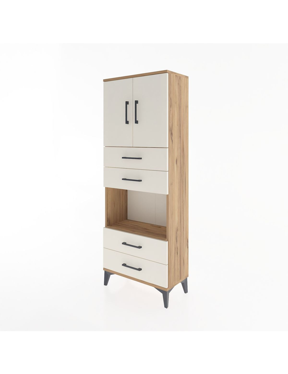 Arges Dolap 3 Raflı 4 Çekmeceli 2 Kapaklı 60x30x163 - S20M091V7A