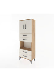 Arges Dolap 3 Raflı 4 Çekmeceli 2 Kapaklı 60x30x163 Çam-Aytaşı