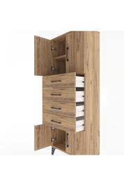 Arges Dolap 2 Raflı 4 Çekmeceli 4 Kapaklı 60x30x163 Çam-Çam