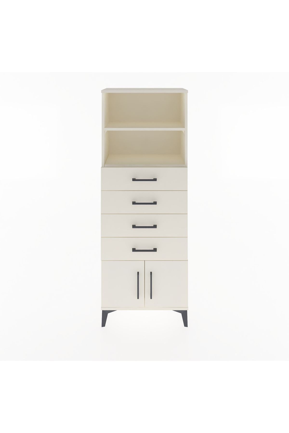 Arges Dolap 2 Raflı 4 Çekmeceli 2 Kapaklı 60x30x163 Aytaşı-Aytaşı