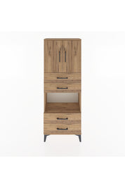 Arges Dolap 3 Raflı 4 Çekmeceli 2 Kapaklı 60x30x163 Çam-Çam